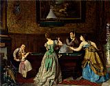 Playing Canvas Paintings - Ladies Playing Billiards